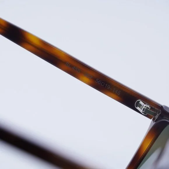 Saint Laurent SL455 002 Sunglasses Havana Square Frame, Green Lenses - Picture 6 of 11